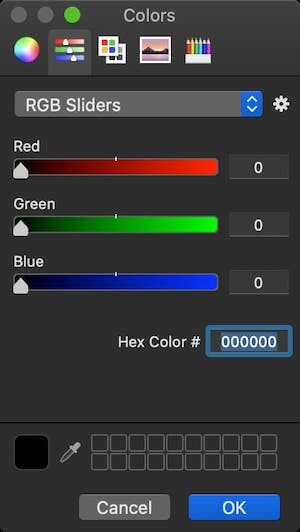 Open color picker application panel
